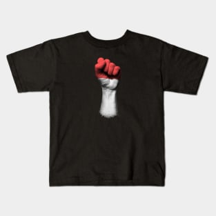 Flag of Indonesia on a Raised Clenched Fist Kids T-Shirt